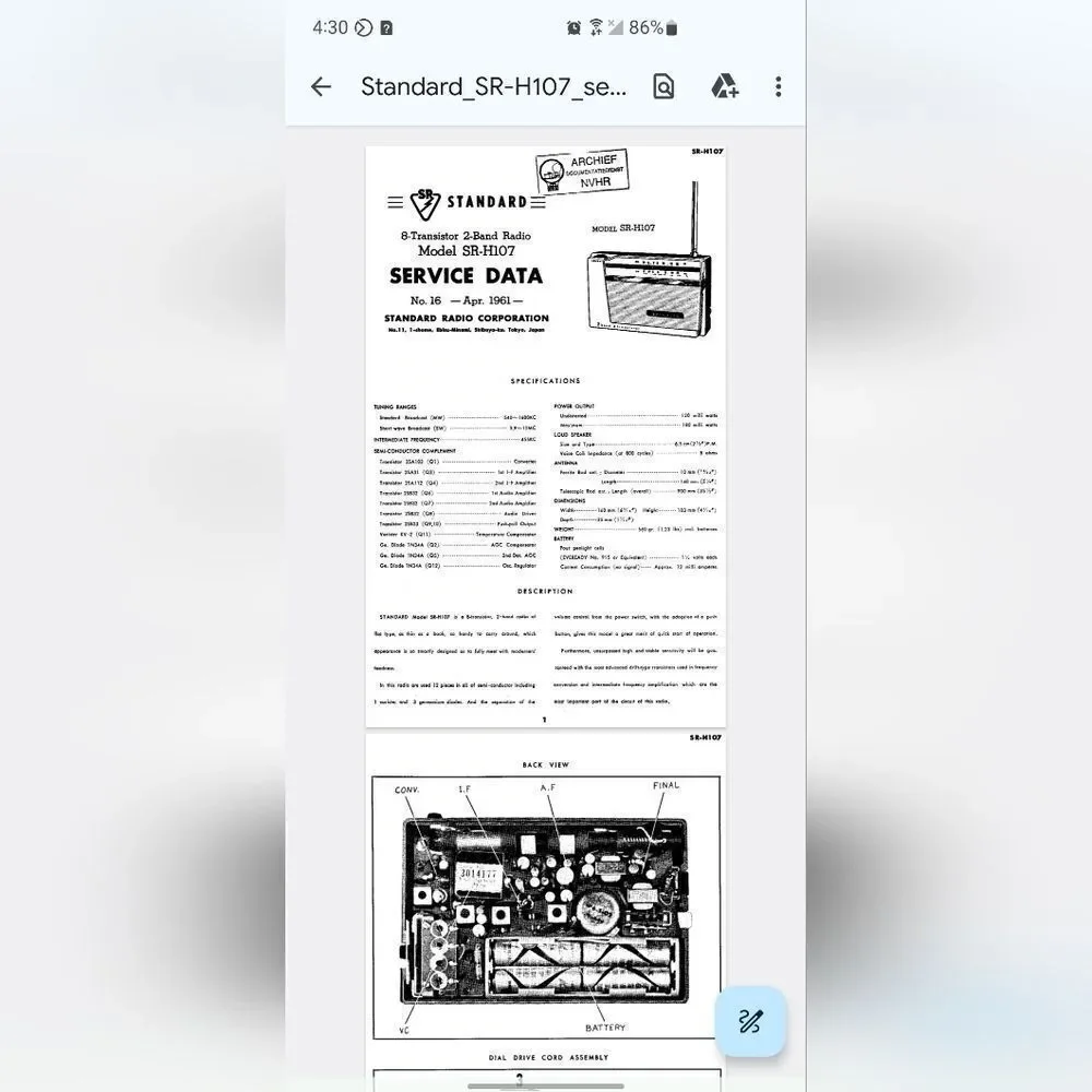 Radio Corp. SR-H107 transistor radio, likely from around 1961 With Case Military - Picture 12 of 16
